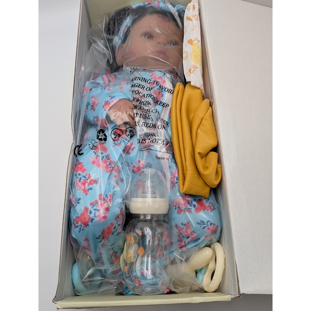 Lifelike Reborn Newborn Black Baby Doll W NEW Accessories Bottle Pacifer
